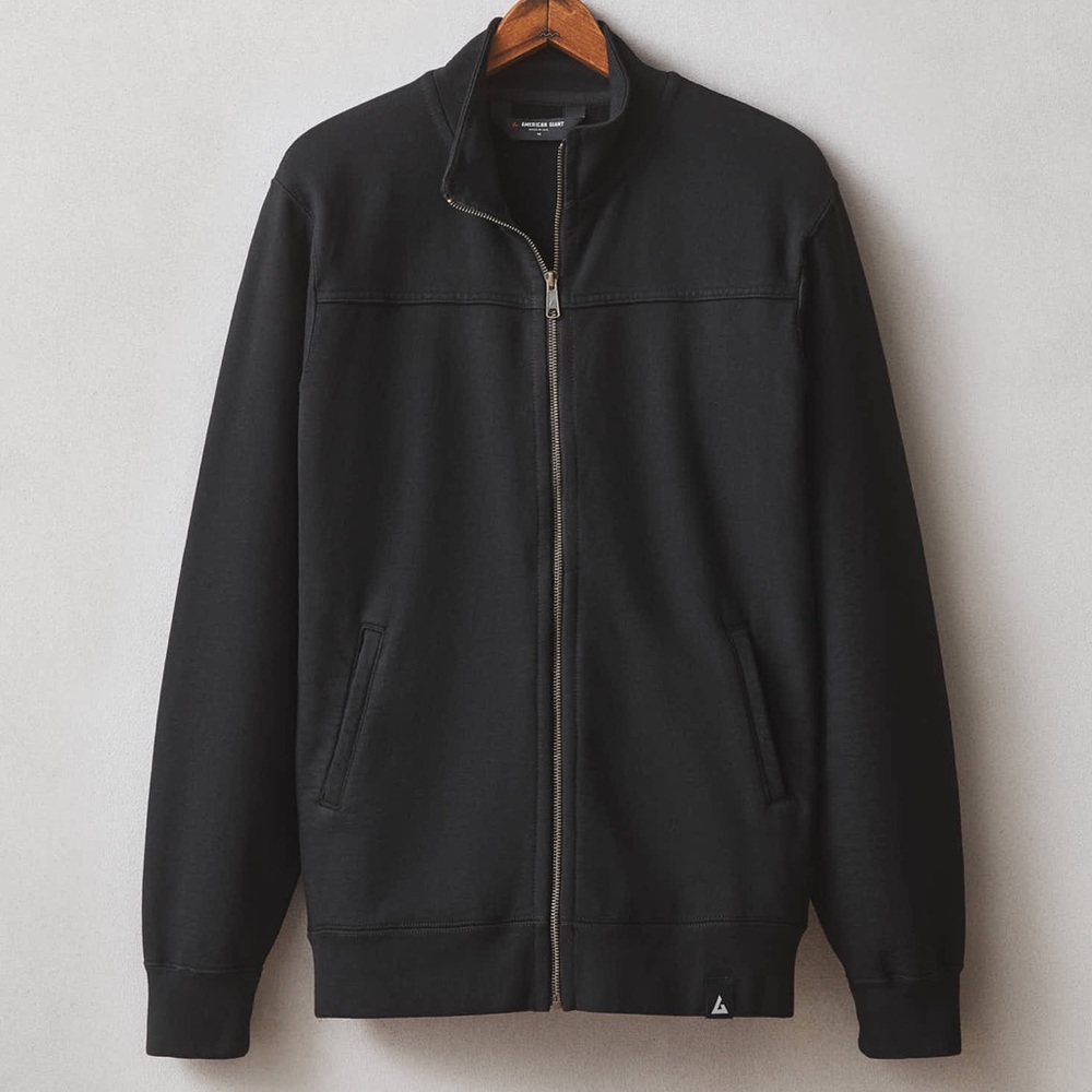 american giant zip up jacket xl black sweatshirt casual unisex oversize new york